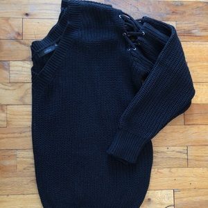 Open shoulder knit sweater